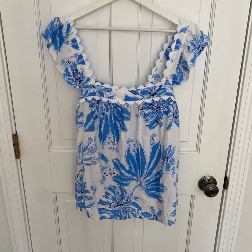 NWT - Lilly Pulitzer Gyah Sleeveless Top in Resort White Jet Set Jungle, Large - Picture 3 of 7